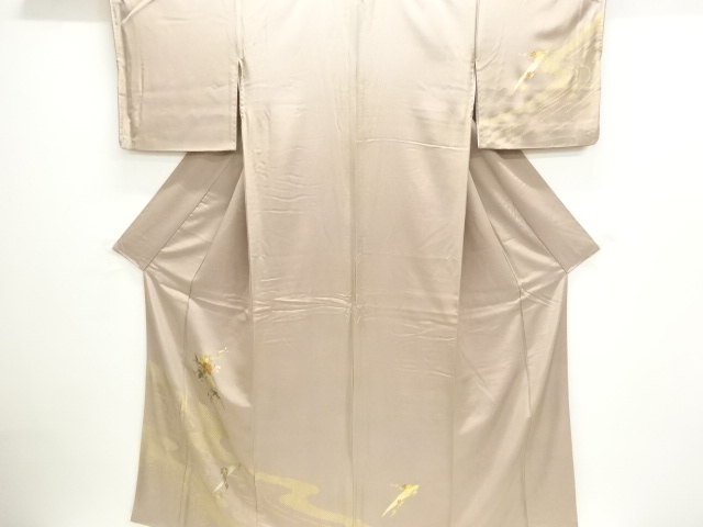 JAPANESE KIMONO / HOMONGI / SILK / KINSAI / FLOWERS & FOLDING FAN